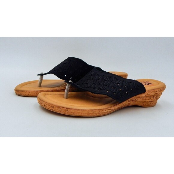 Spring Step Womens Tiffany Black Floral Cutout Leather Thong Sandal Sz 39 (8.5) - Picture 3 of 11